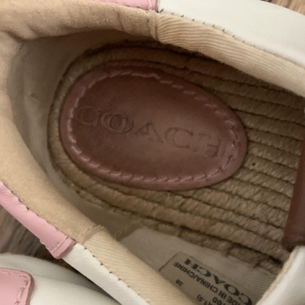 Coach C101 White Pink Espadrille Leather Sneaker - Picture 8 of 13